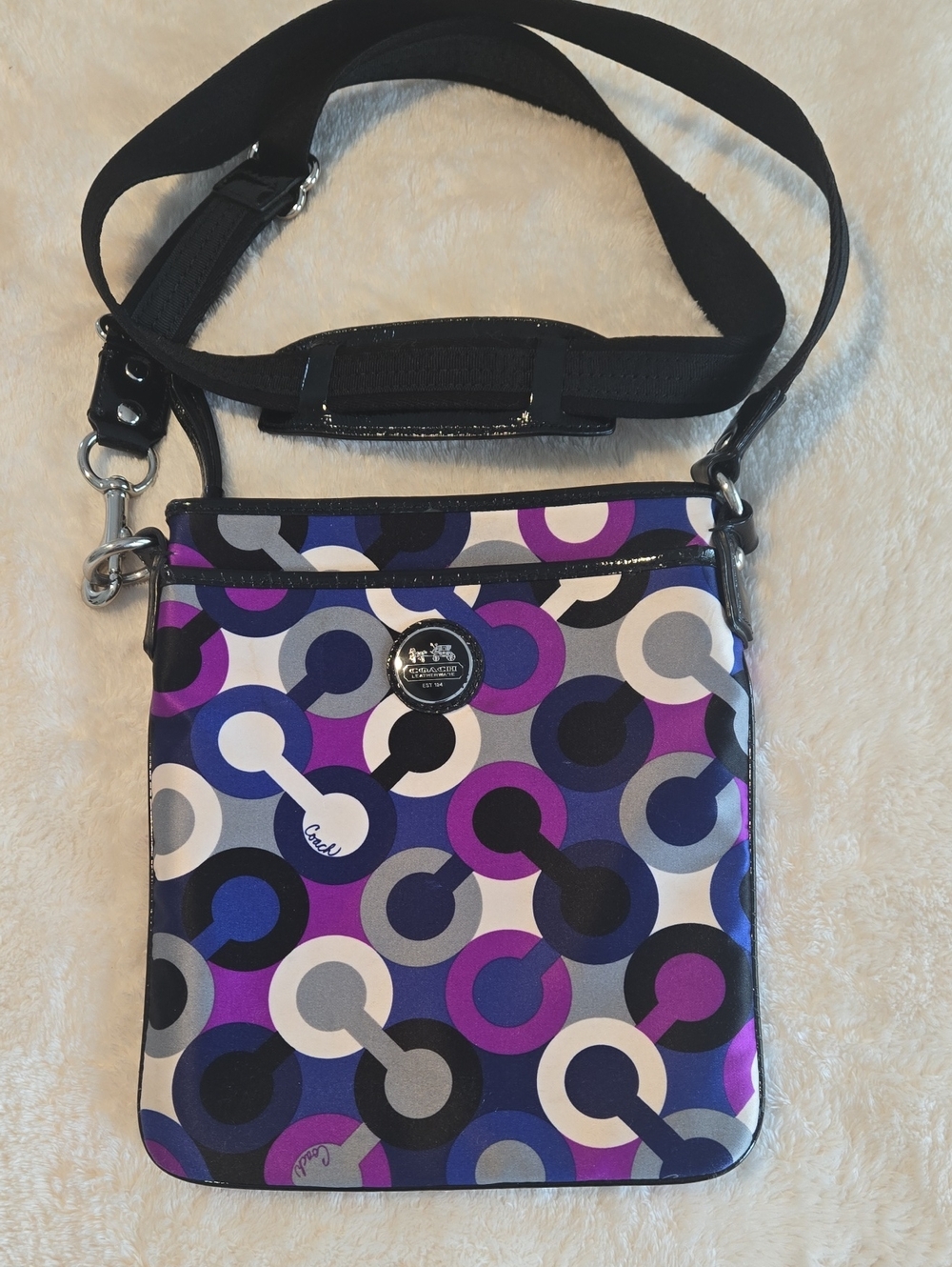 GUC Coach Purple/Blue Alex Op Art Satin Swingpack